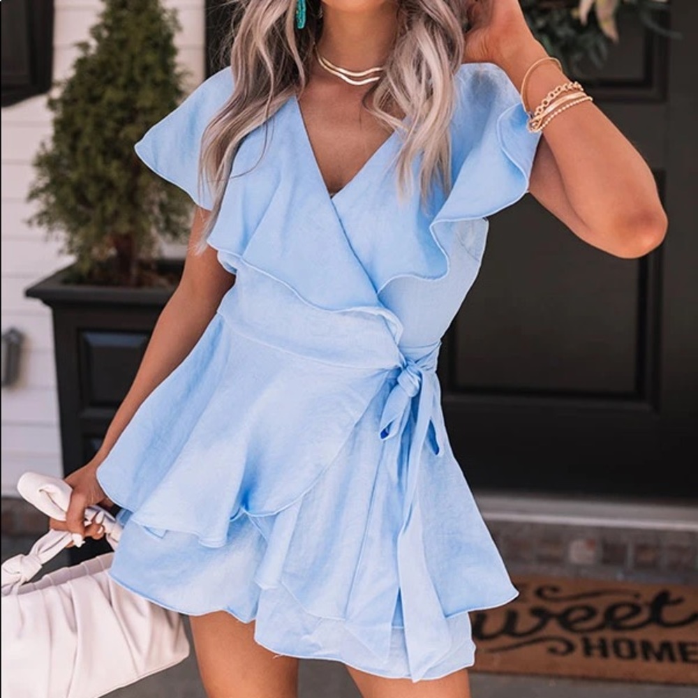 Pink Lily baby pink wrap romper